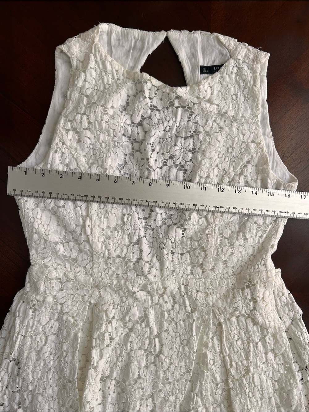 Zara cream Lace Backless A-Line Dress size L - Picture 7 of 9